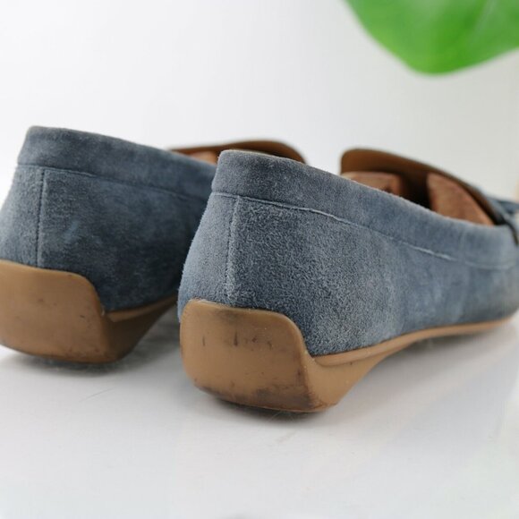 GH Bass Womens Bonnie Flat Size 9.5 Blue Suede Moccasin Moc Toe Tasseled Shoe - Picture 4 of 11